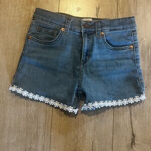 Levi's Blue Jean Shorts with White Lace Trim (Girls)